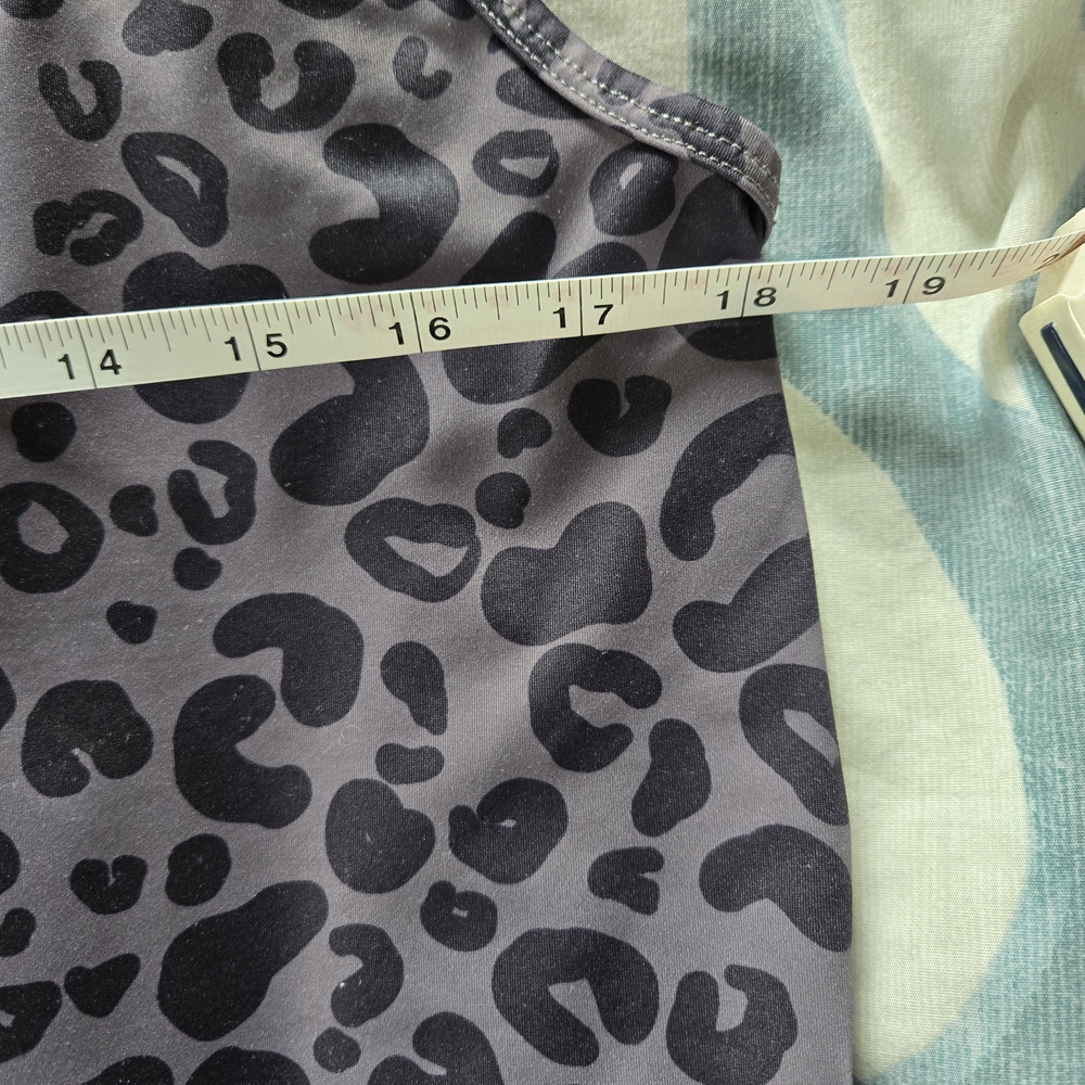 Women’s Charcoal Leopard Print Racerback Tank Top - Picture 8 of 10